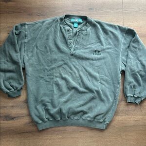 Big Dogs Vintage Olive Henley Sweatshirt Pullover ! Large